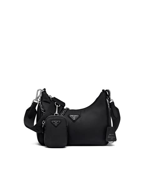 prada re-edition 2005 limited edition black nylon cross body bag|prada re nylon shoulder bag.